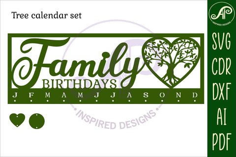 Tree Calendar set SVG laser cut file SVG APInspireddesigns 