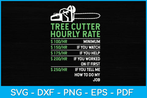 Tree Cutter Hourly Rate Funny Arborists Svg Design SVG artprintfile 