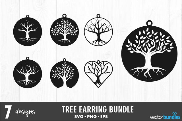Tree earrings svg bundle SVG vectorbundles 