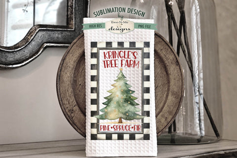 Tree Farm Kitchen Towel Sublimation Designs - Kringles Tree Farm - North Pole Tree Farm Sublimation Ewe-N-Me Designs 