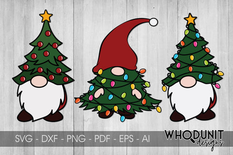 Tree Gnomes Set | Christmas Gnomes SVG | Gnomes Cut File SVG Whodunit Designs 