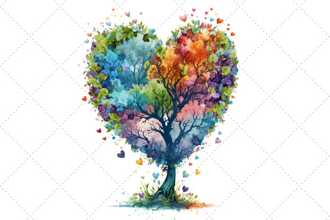 Tree Heart Floral Watercolor Clipart Bundle, Sublimation, Heart Tree Sublimation FloridPrintables 
