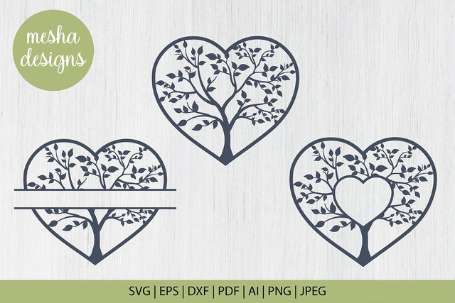 Tree heart frame svg cut file - Spilt tree monogram svg SVG DIYCUTTINGFILES 