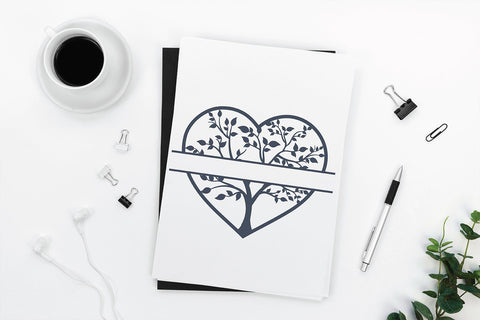 Tree heart frame svg cut file - Spilt tree monogram svg SVG DIYCUTTINGFILES 