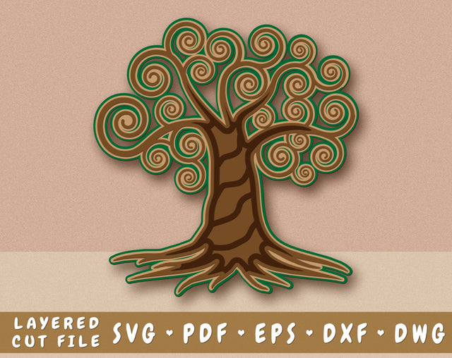 Tree of Life 3D SVG, Family Tree Laser SVG Cut File, Layered Tree of Life Cut File SVG HappyDesignStudio 