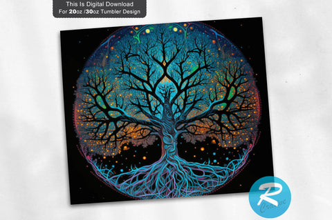 Tree of Life Celestial neon 20 oz / 30 oz Tumbler PNG Sublimation Regulrcrative 