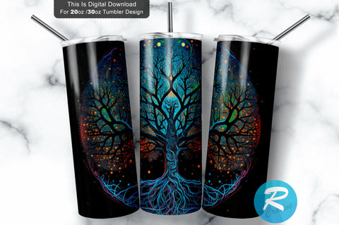 Tree of Life Celestial neon 20 oz / 30 oz Tumbler PNG Sublimation Regulrcrative 