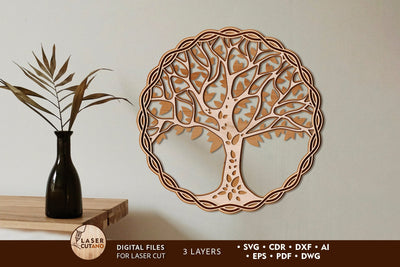 TREE of LIFE Multilayer layout files, Wall Decor SVG LaserCutano 
