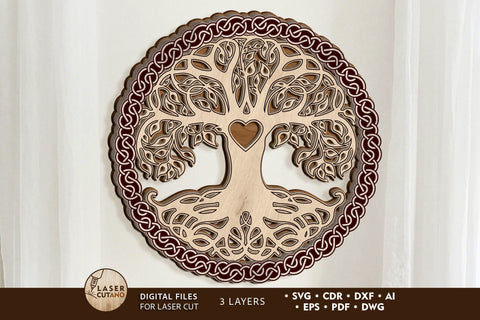 TREE of LIFE Multilayer Wall Decor, Cut File SVG LaserCutano 