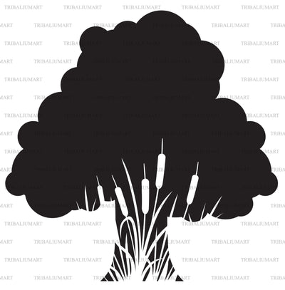 Tree silhouette and reeds silhouette SVG TribaliumArtSF 