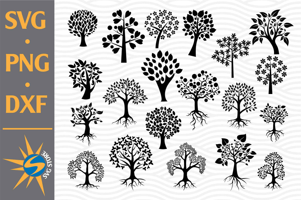 Tree Silhouette SVG, PNG, DXF Digital Files Include - So Fontsy