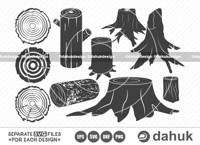 Tree stump SVG, Tree stump Vector, Tree stump Icon, Wood Slice Svg, Log SVG, Tree rings, Cut file, for silhouette, svg, eps, dxf, png, clipart cricut design space, vinyl cut files SVG dahukdesign 