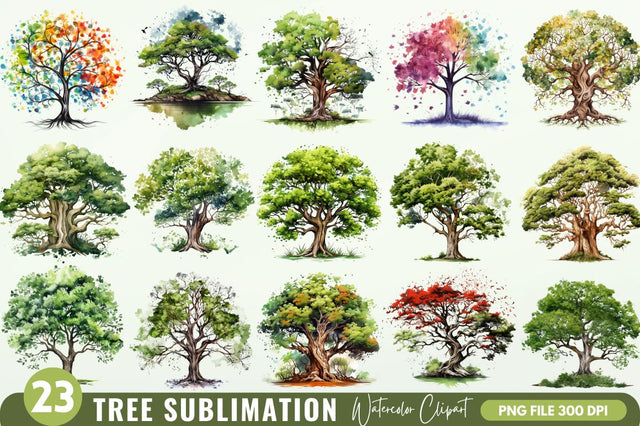 Tree Sublimation Clipart Bundle Sublimation Regulrcrative 