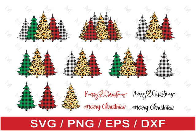 tree svg, Buffalo Plaid Cheetah Tree svg Bundle, Merry Christmas svg, Christmas Tree svg, png, dxf SVG SailorMoonDigitals 