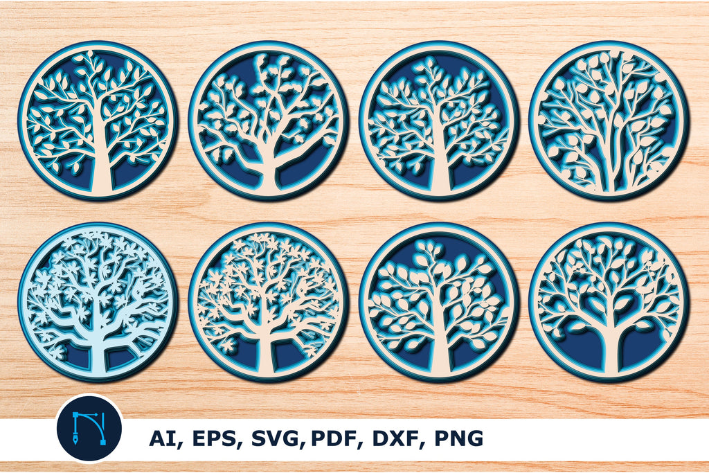 Tree SVG, Multilayer Cut file bundle - So Fontsy