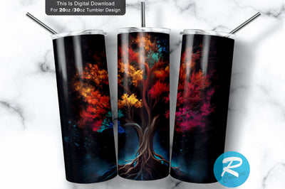 Tree Watercolor 20 oz / 30 oz Tumbler PNG Sublimation Regulrcrative 