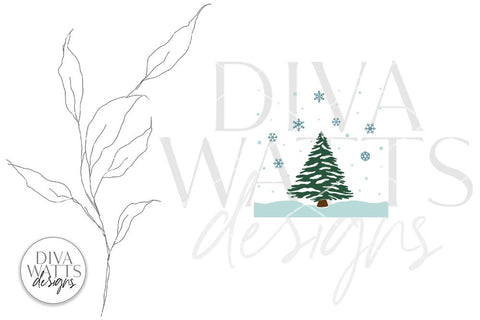 Tree With Falling Snow SVG | Christmas / Winter Square Design SVG Diva Watts Designs 
