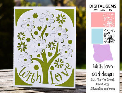 Tree, with love card design. SVG Digital Gems 