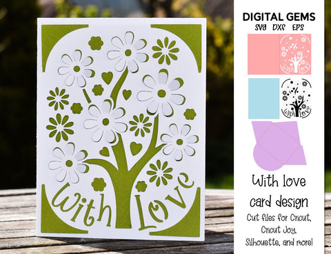 Tree, with love card design. SVG Digital Gems 