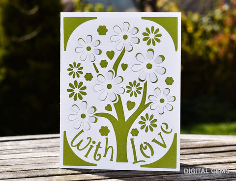 Tree, with love card design. SVG Digital Gems 