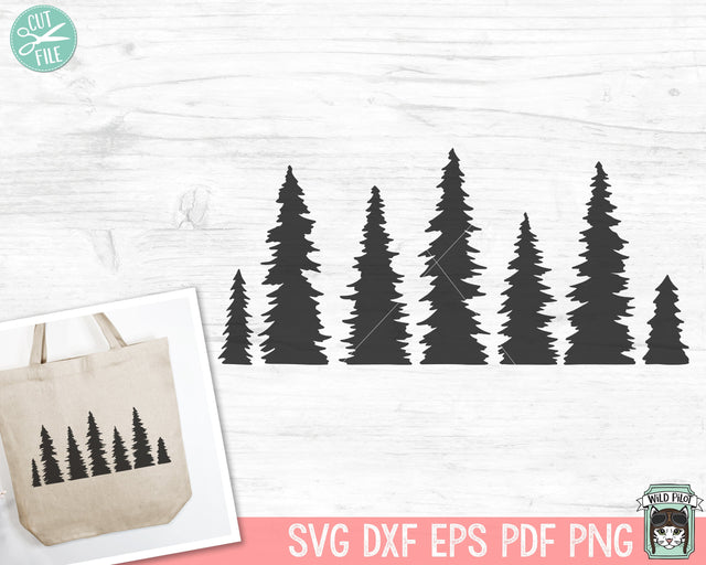 Trees SVG File, Forest Trees SVG, Row of Trees SVG, Trees Cut File, Trees Clipart, Trees png, Farmhouse Christmas Tree Sign svg SVG Wild Pilot 