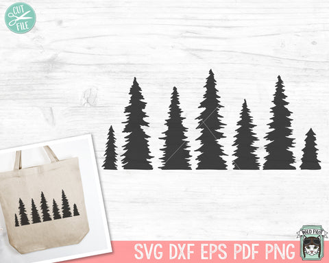 Trees SVG File, Forest Trees SVG, Row of Trees SVG, Trees Cut File, Trees Clipart, Trees png, Farmhouse Christmas Tree Sign svg SVG Wild Pilot 