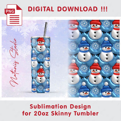 Trendy 3D Inflated Puff Christmas Pattern - 20oz TUMBLER Sublimation Natariis Studio 