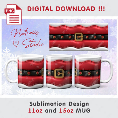 Trendy 3D Inflated Puffy Christmas Pattern - 11oz / 15oz Mug Sublimation Natariis Studio 