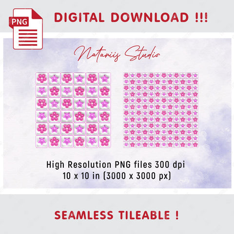 Trendy Pink 3D Inflated Puff Design - Seamless Tileable Pattern Digital Pattern Natariis Studio 