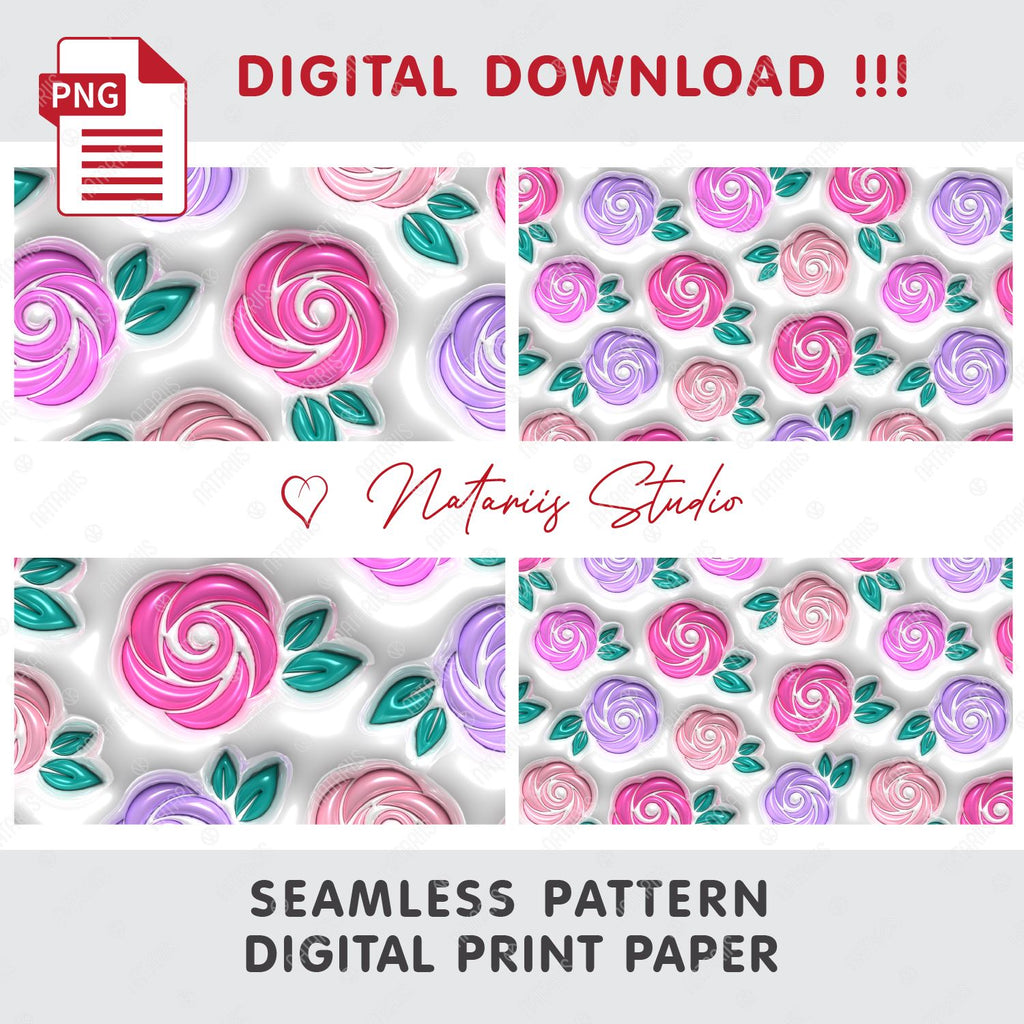Trendy Pink 3D Inflated Puff Design - Seamless Tileable Pattern - So Fontsy