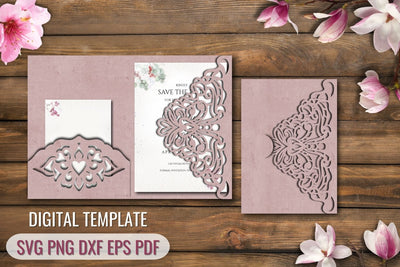 Tri Fold Wedding Invitation Template SVG SvgOcean 