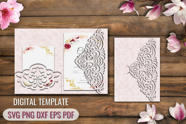 Tri Fold Wedding Invitation Template SVG SvgOcean 
