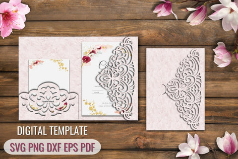 Tri Fold Wedding Invitation Template SVG SvgOcean 