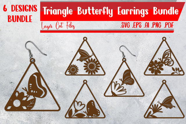 Triangle Butterfly Earrings Bundle SVG zafrans studio 