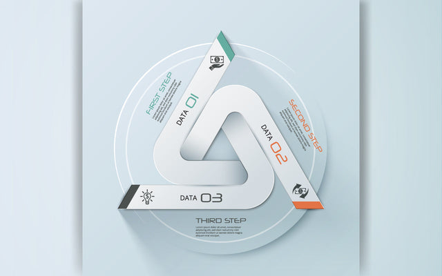 Triangle Infographic template design with 3 connected Triangle elements 3 steps or options SVG naemmiah021 