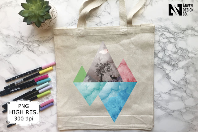 Triangles and Deer PNG Sublimation Sublimation Abven Graphics 