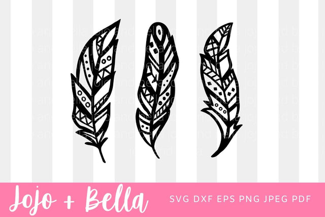 Tribal Feathers Svg, Feather Svg, Feather Dxf, Tribal Feather Png, Svg files for Cricut, Silhouette, Sublimation Designs Downloads SVG Jojo&Bella 