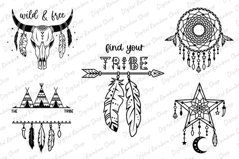 Tribal svg bundle, boho svg, native american indian svg SVG Digital Rainbow Shop 