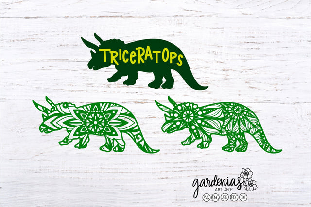 Triceratops Dinosaur Mandalas SVG Gardenias Art Shop 