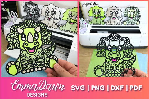 Triceratops SVG, Cute Dinosaur SVG SVG Emma Dawn Designs 