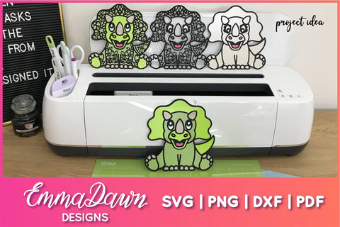 Triceratops SVG, Cute Dinosaur SVG SVG Emma Dawn Designs 