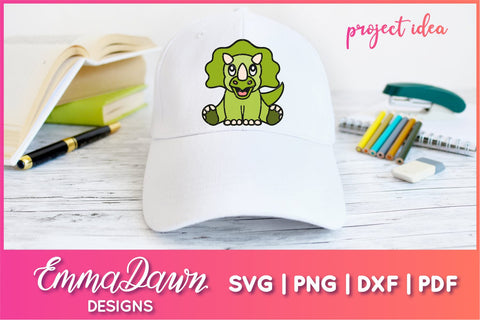 Triceratops SVG, Cute Dinosaur SVG SVG Emma Dawn Designs 
