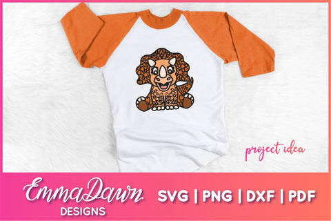 Triceratops SVG, Cute Dinosaur SVG SVG Emma Dawn Designs 