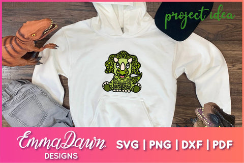 Triceratops SVG, Cute Dinosaur SVG SVG Emma Dawn Designs 