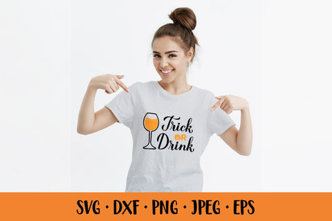 Trick or Drink SVG. Funny Halloween quote shirt design SVG LaBelezoka 