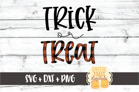 Trick or Treat - Buffalo Plaid Halloween SVG PNG DXF Cut Files SVG Cheese Toast Digitals 