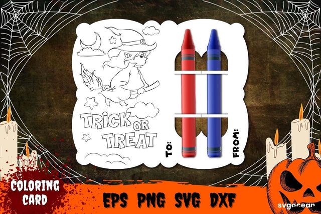 Trick Or Treat Coloring Card Svg SVG SvgOcean 