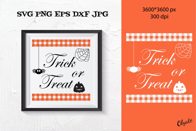 Trick or Treat Cut File. Farmhouse Halloween Sign SVG Olga Terlyanskaya 