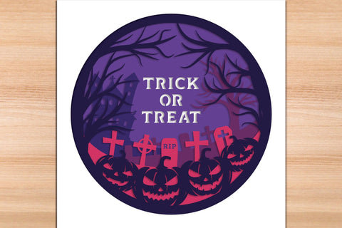 Trick or Treat Halloween - 3D Layered Paper Cut SVG SVG Slim Studio 