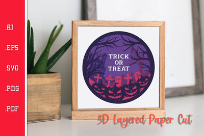 Trick or Treat Halloween - 3D Layered Paper Cut SVG SVG Slim Studio 